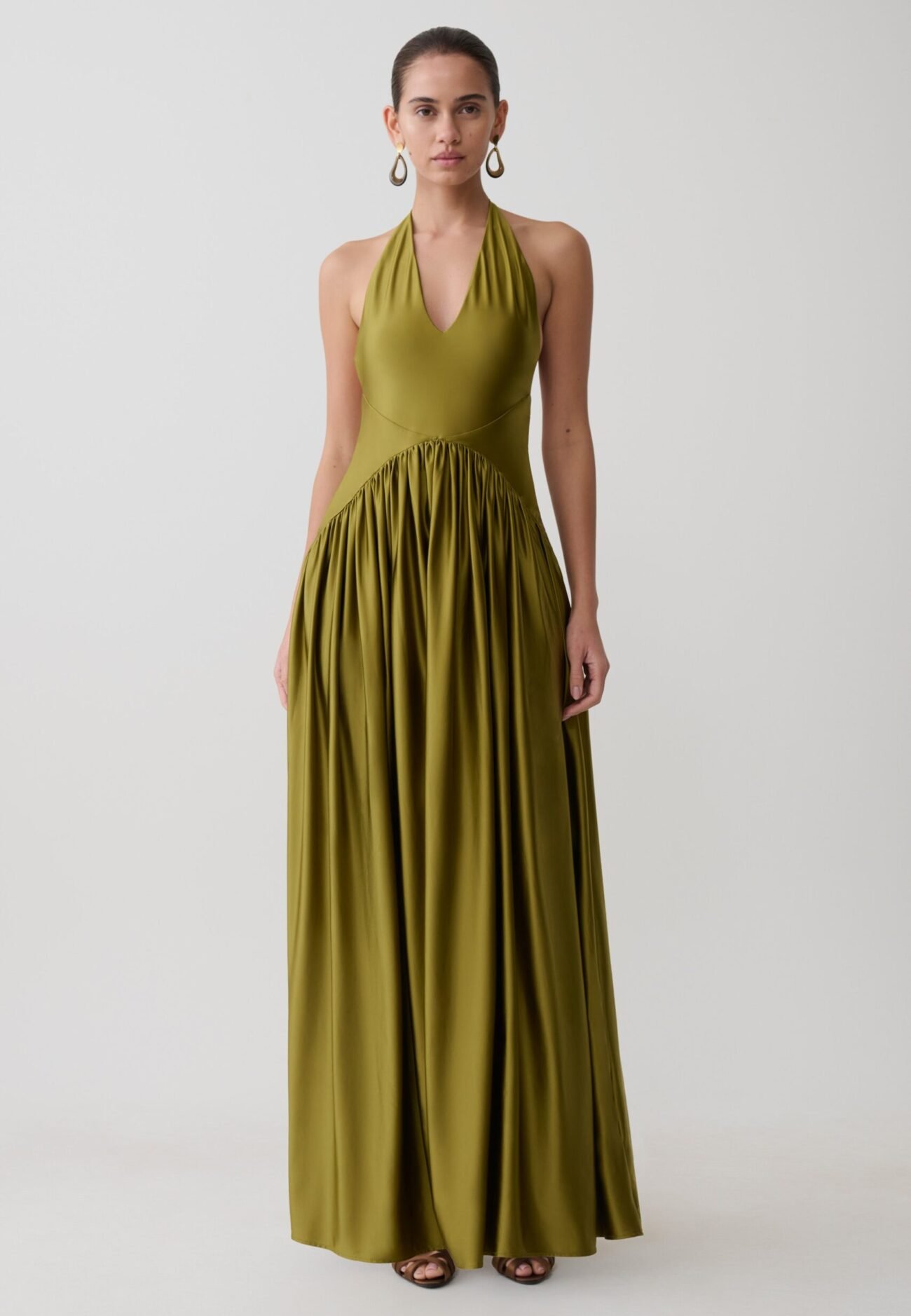 Halter Maxi Dress - Olive