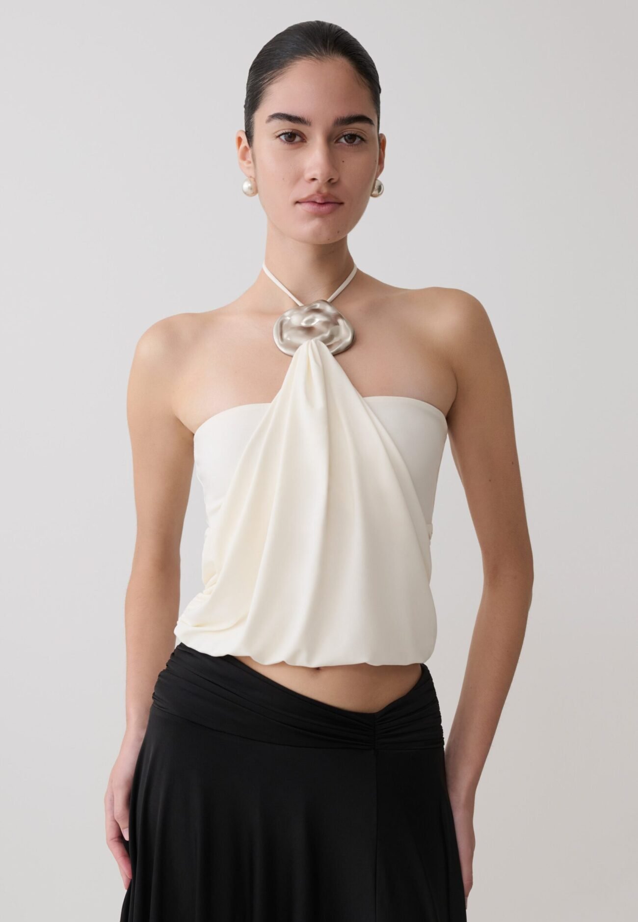 Halter Top With Hardware - Ivory