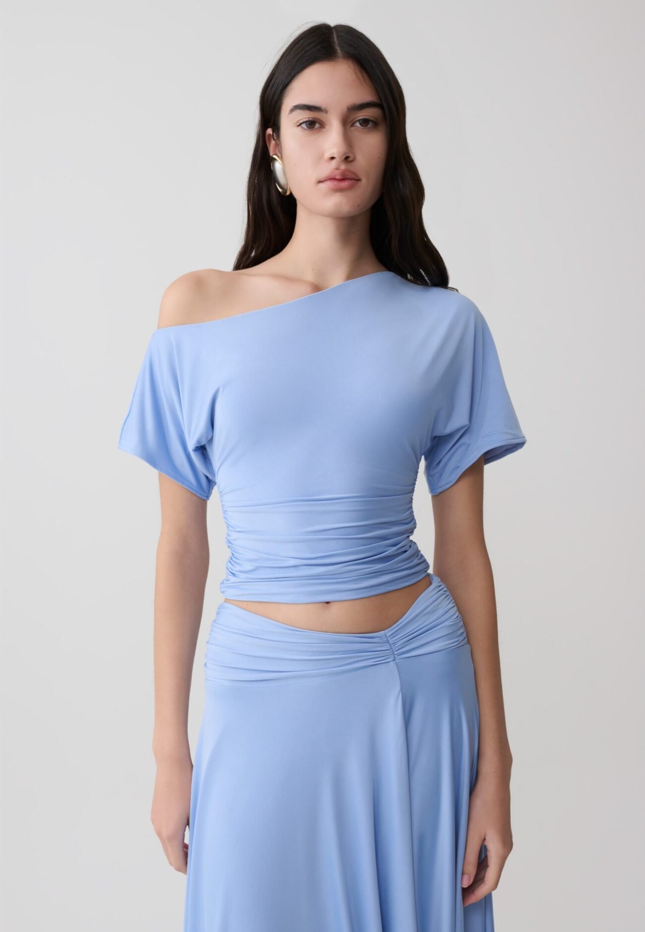 Shoulder Slinky Top - Sea Blue
