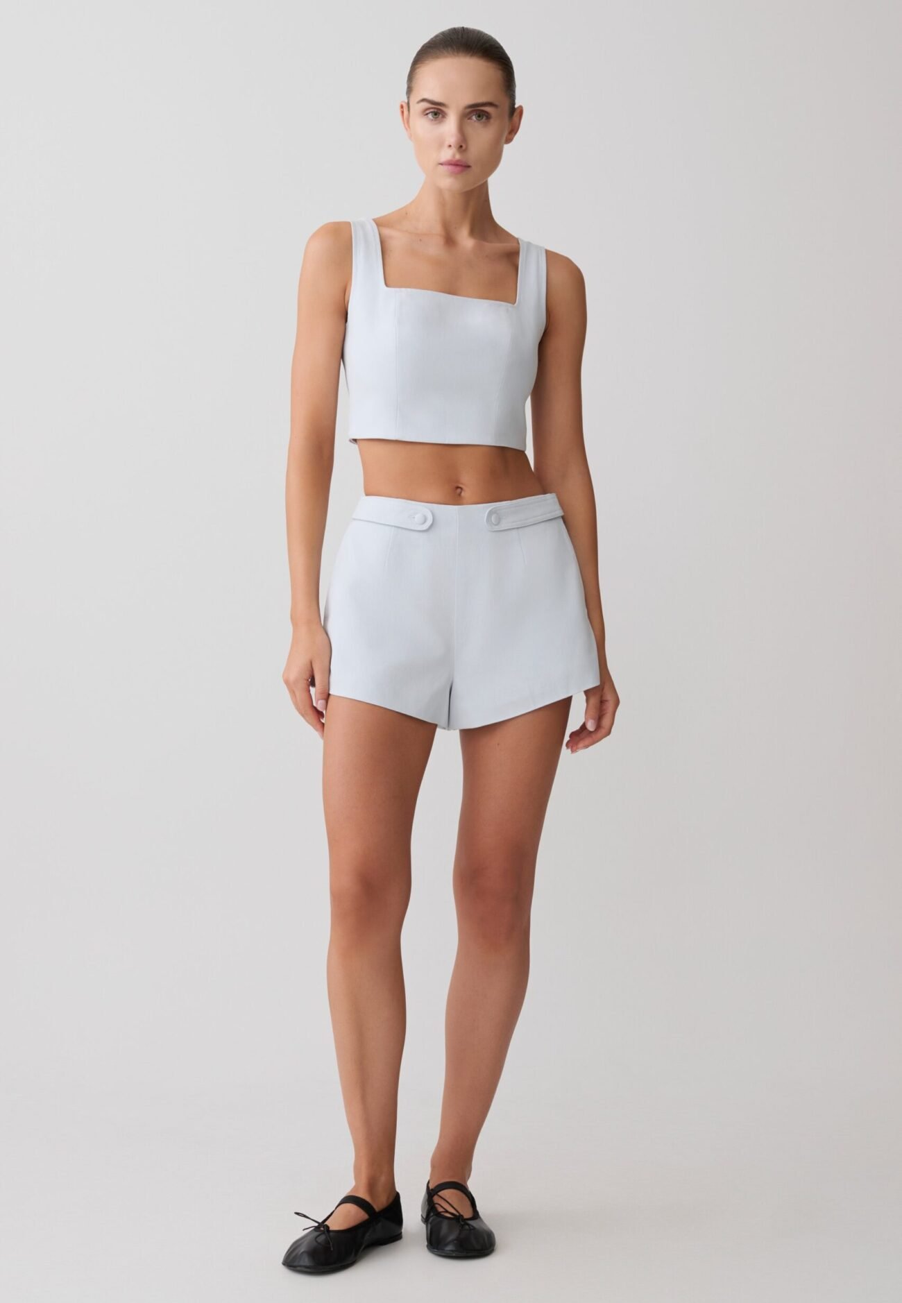 Cotton Shorts With Waistbands - Ice Blue