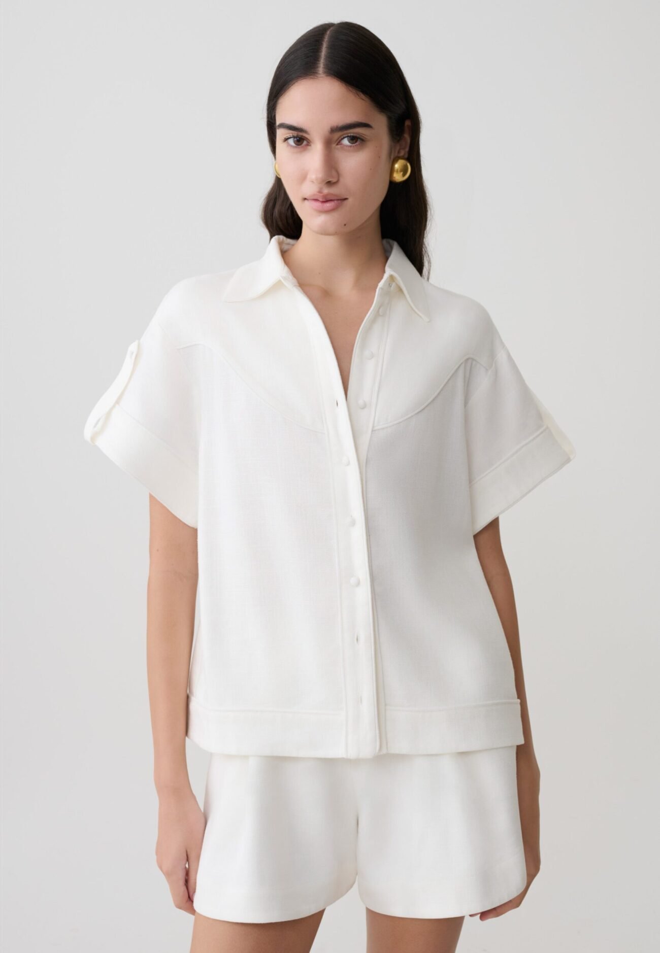 Linen Short Sleeve Shirt - White